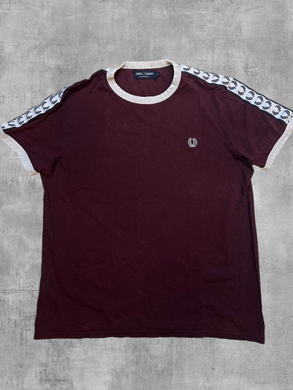 Fred Perry T-shirt Taped Weinrot Weiß L