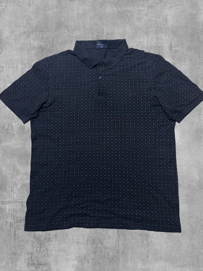 Fred Perry Polo Shirt Schwarz Weinrot Türkis Gepunktet XL slim fit