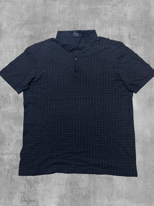 Fred Perry Polo Shirt Schwarz Weinrot Türkis Gepunktet XL slim fit