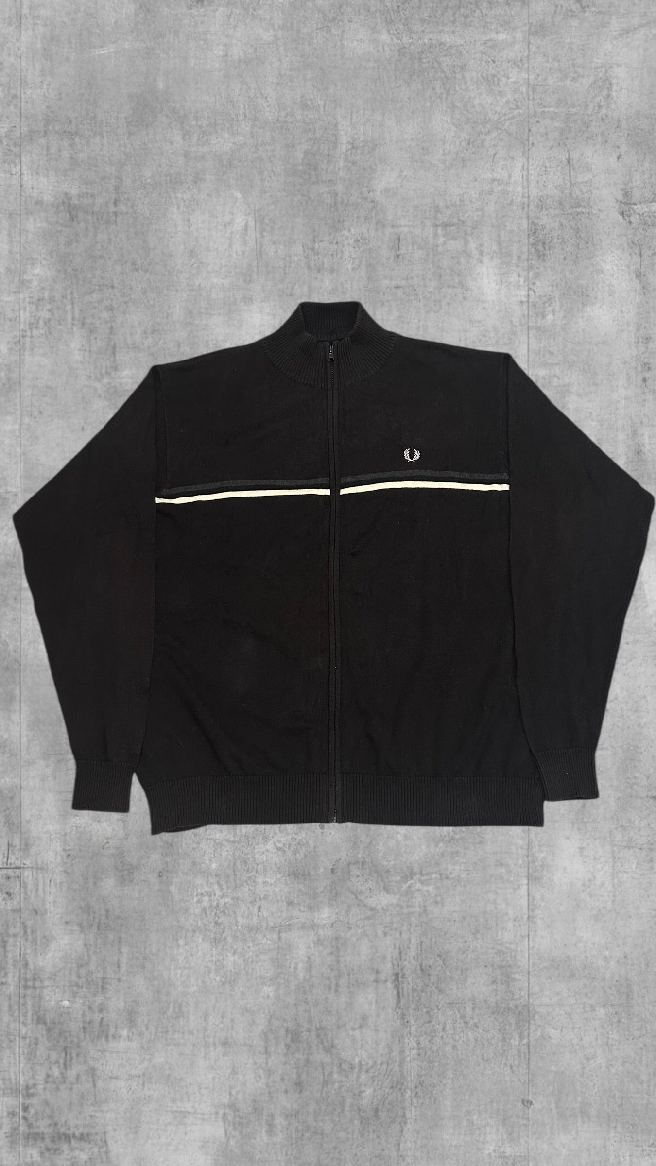 Fred Perry Trainingsjacke Baumwoll Zip Jacke Schwarz XL