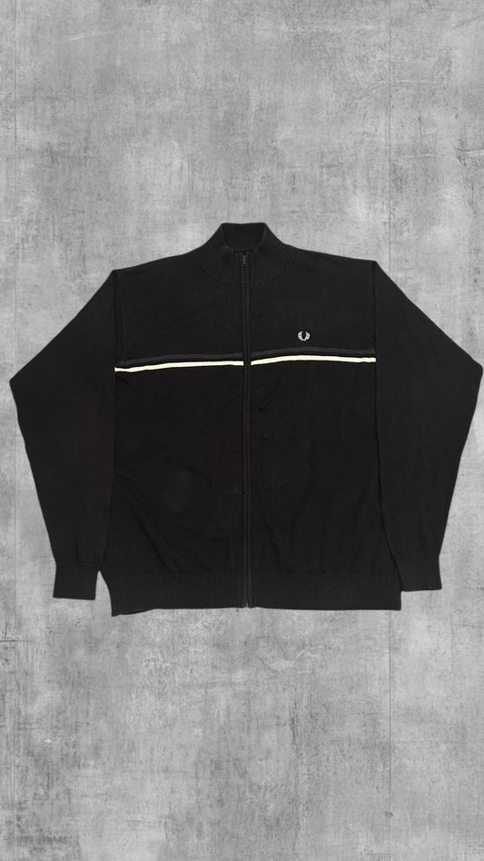 Fred Perry Trainingsjacke Baumwoll Zip Jacke Schwarz XL