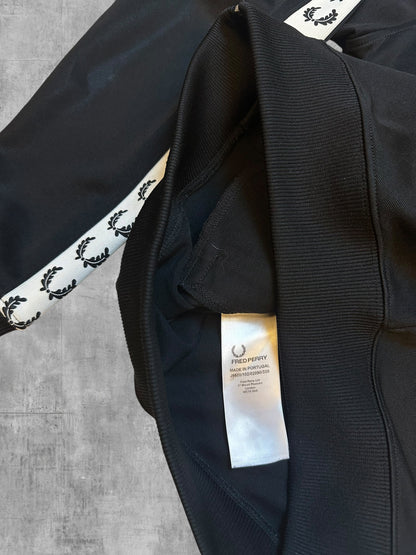 Fred Perry Taped Vintage Zip Hoodie Schwarz Weiß S