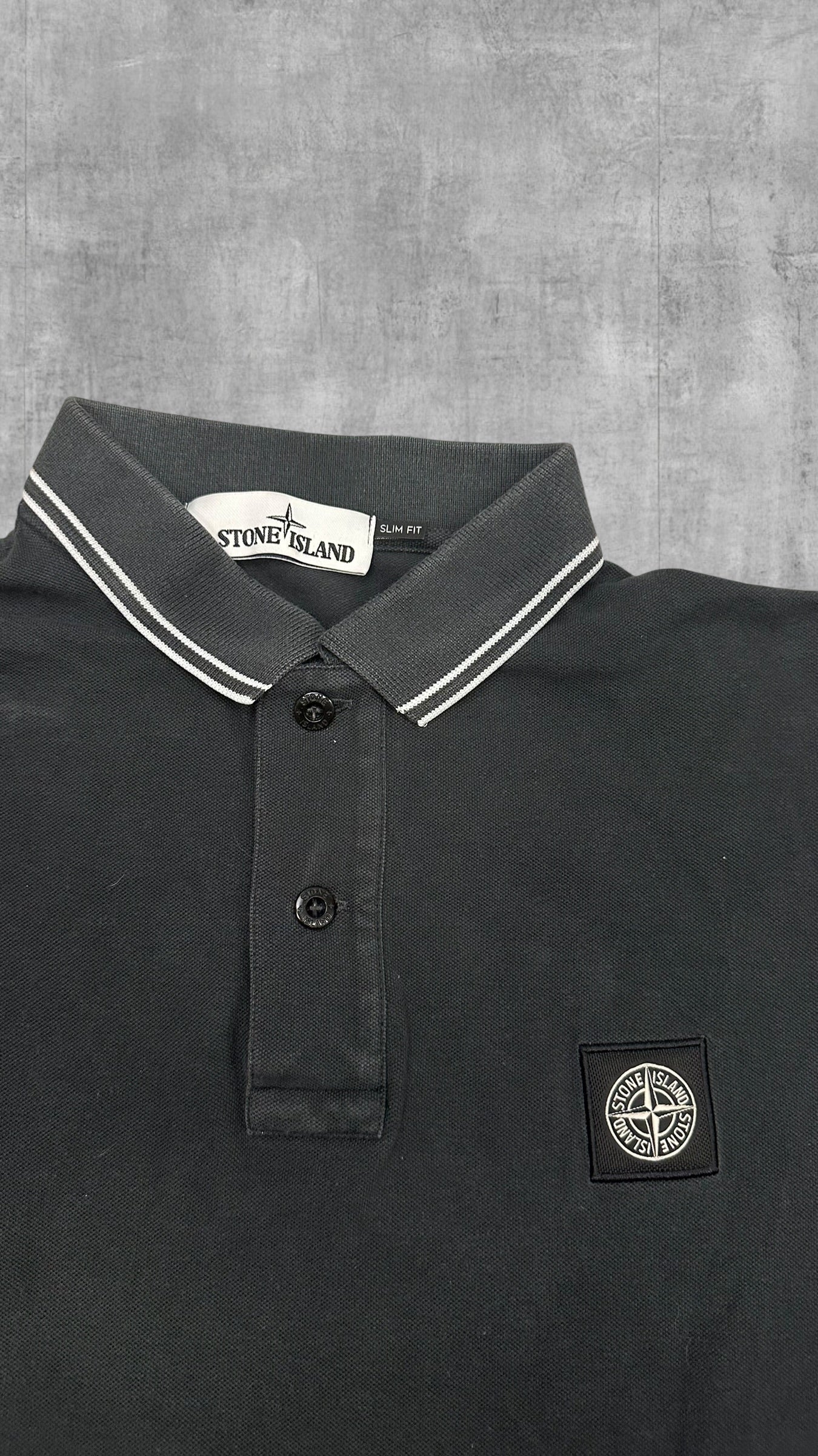 Stone Island Polo Shirt Grau Weiß M