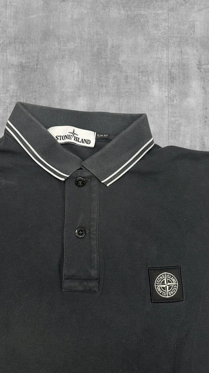 Stone Island Polo Shirt Grau Weiß M