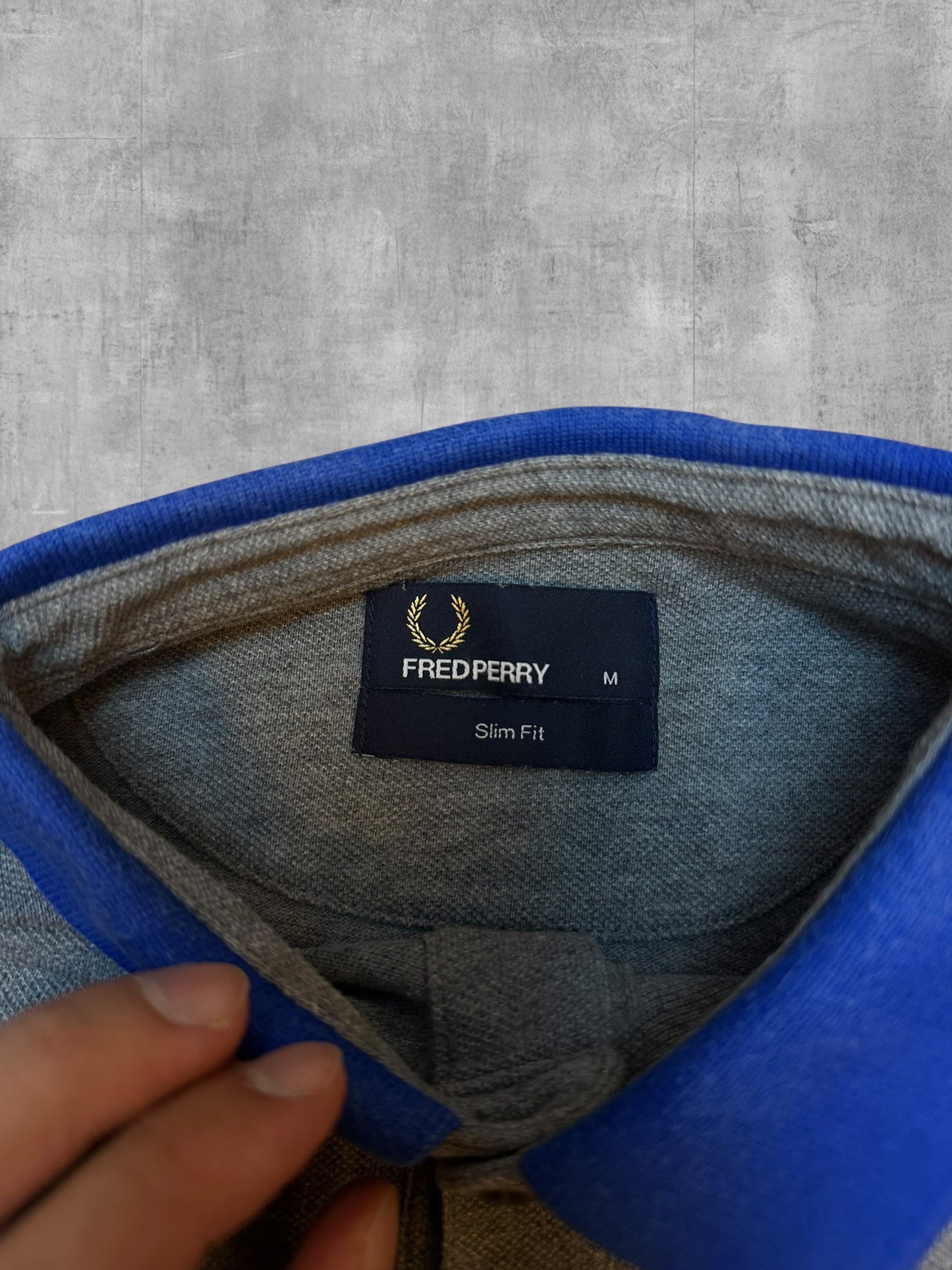 Fred Perry Polo Shirt Grau Blau Weinrot M Slim Fit
