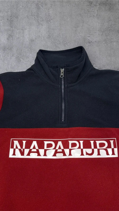 Napapirji Fleece Half zip Pullover Hoodie Sweater Sweatshirt Rot Navy Blau M 3