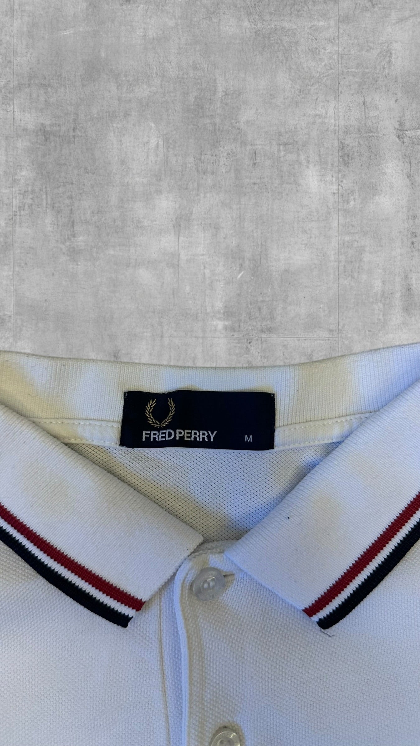 Fred Perry Polo Shirt Weiß Schwarz Rot M