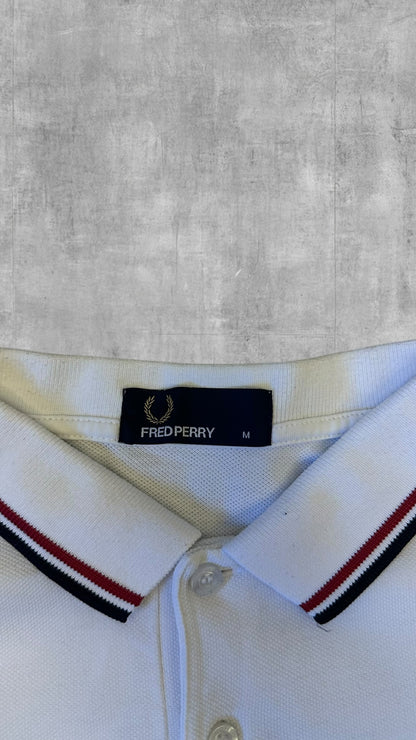 Fred Perry Polo Shirt Weiß Schwarz Rot M