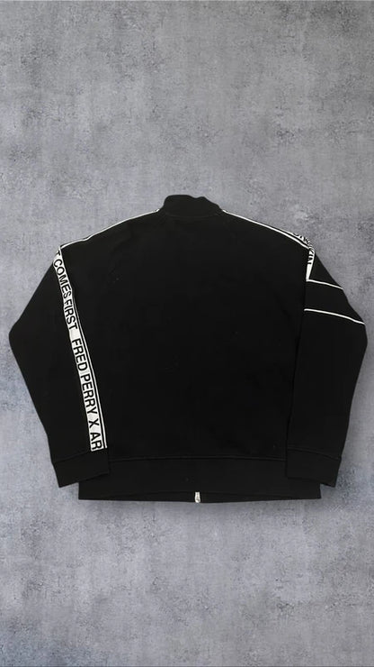 Fred Perry x Art Comes First Trainingsjacke Taped Zip Jacke Schwarz Weiß L 5