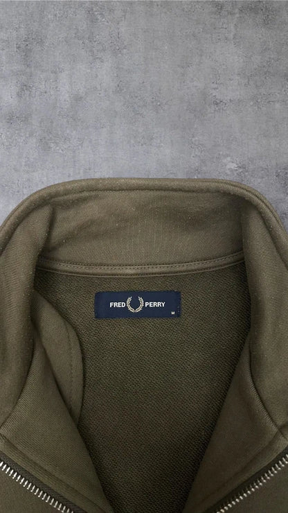 Fred Perry Half zip Pullover Hoodie Sweater Sweatshirt Khaki M 4