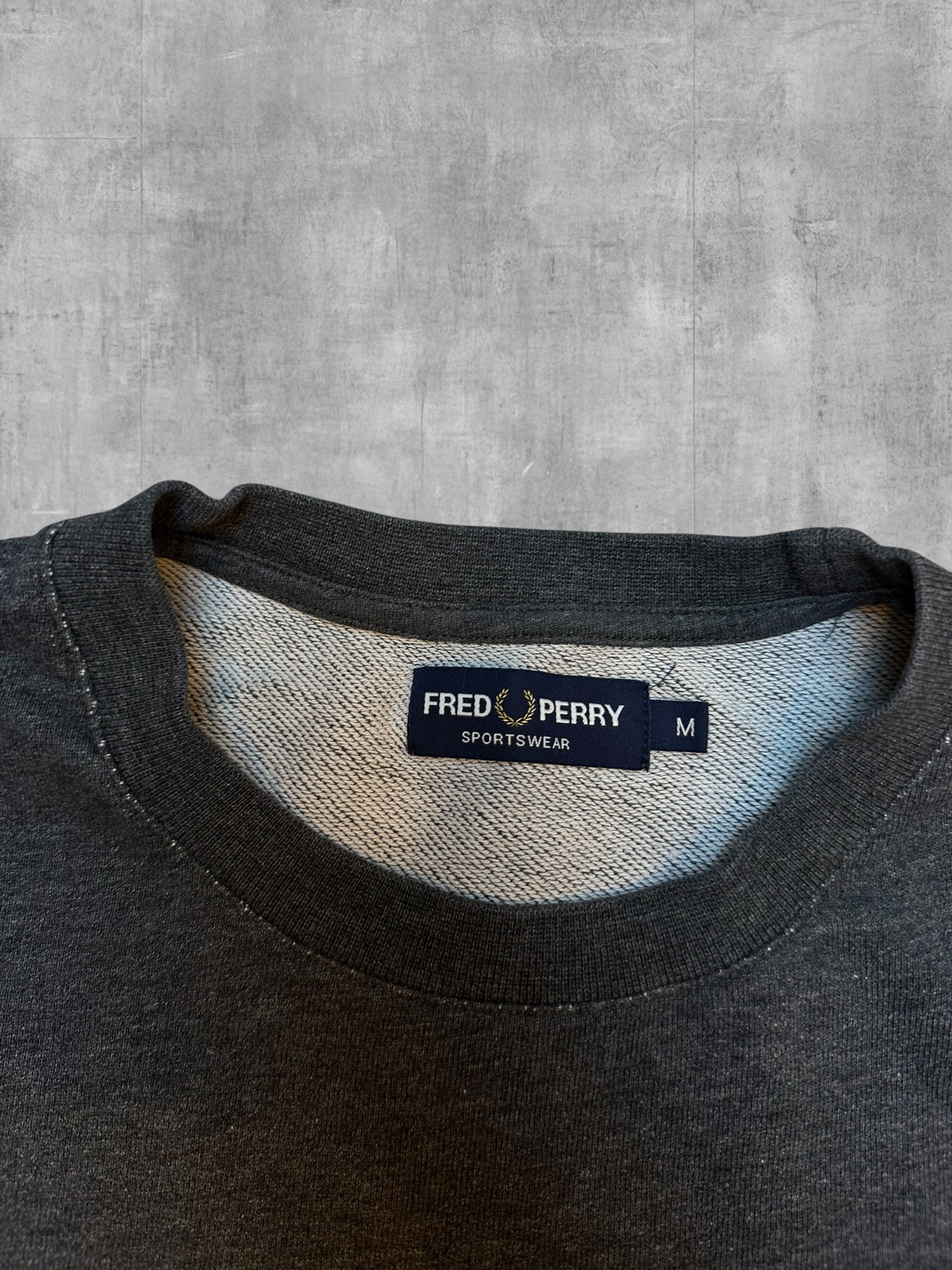 Fred Perry Sweatshirt Sweater Pullover Hoodie Grau Weiß M