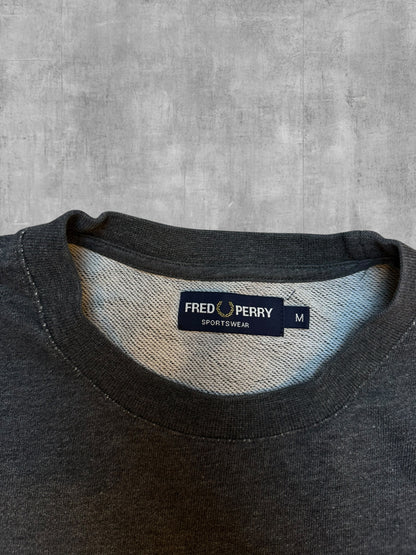 Fred Perry Sweatshirt Sweater Pullover Hoodie Grau Weiß M