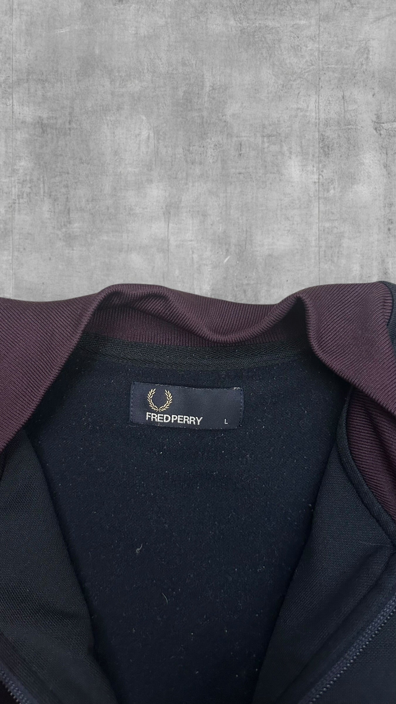 Fred Perry Trainingsjacke Zip Jacke Schwarz Weinrot L