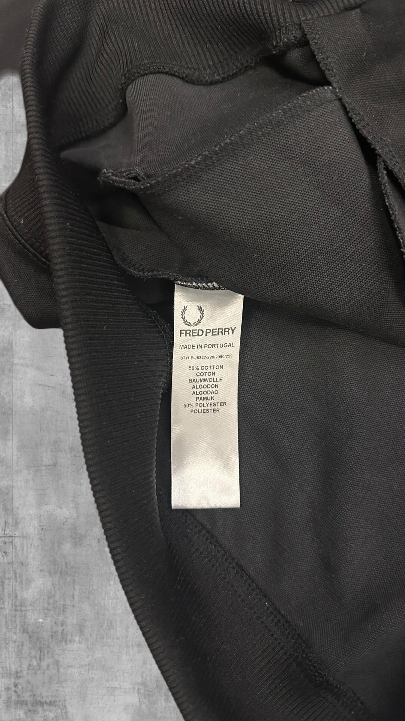 Fred Perry Vintage Trainingsjacke Taped Schwarz Hellblau XL