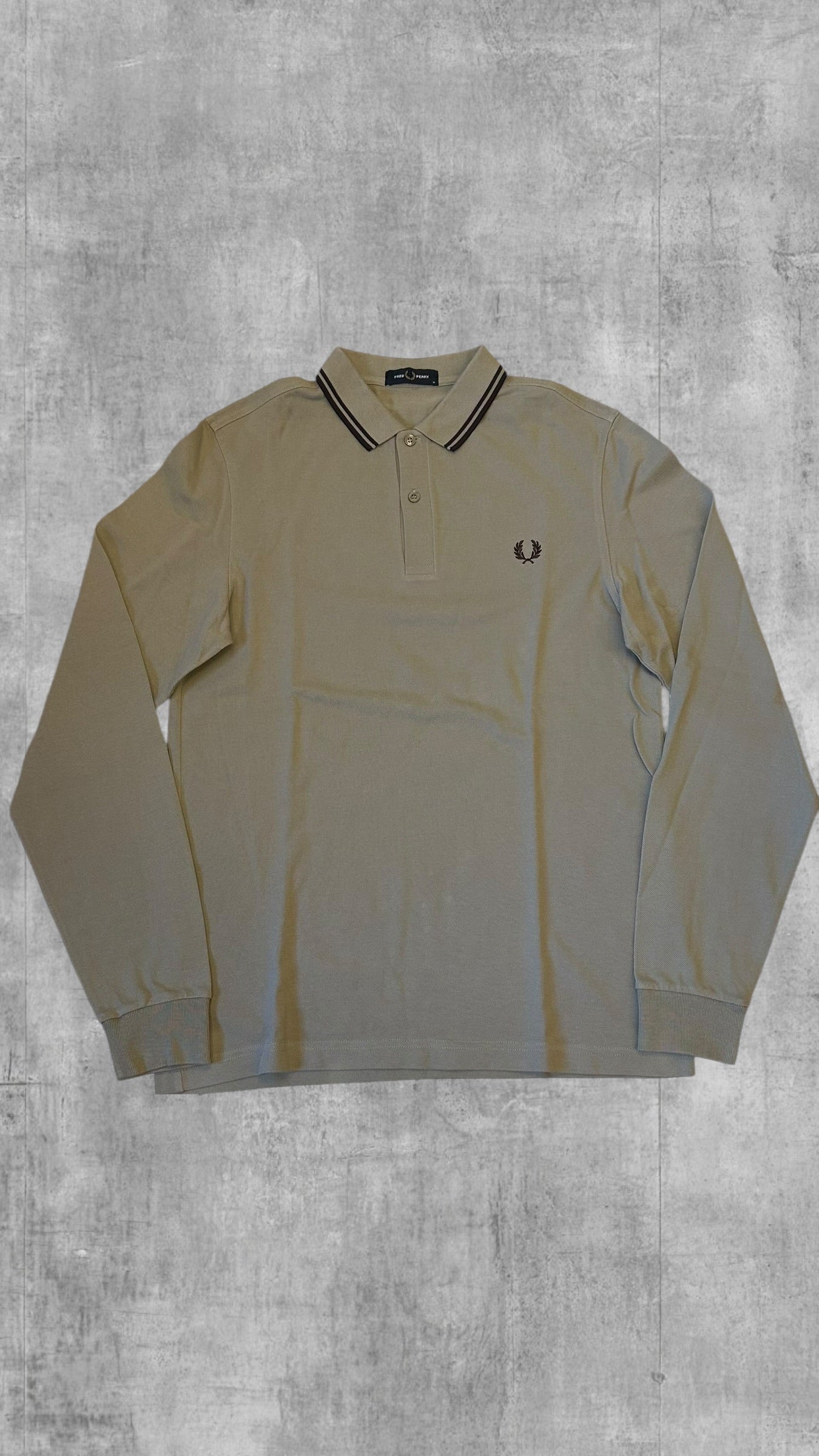 Fred Perry Polo Shirt Langarm Beige M
