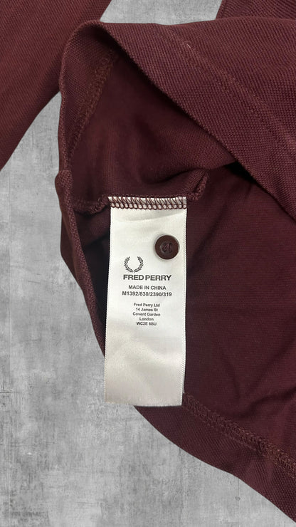 Fred Perry Polo Shirt Langsrm Weinrot M Slim Fit