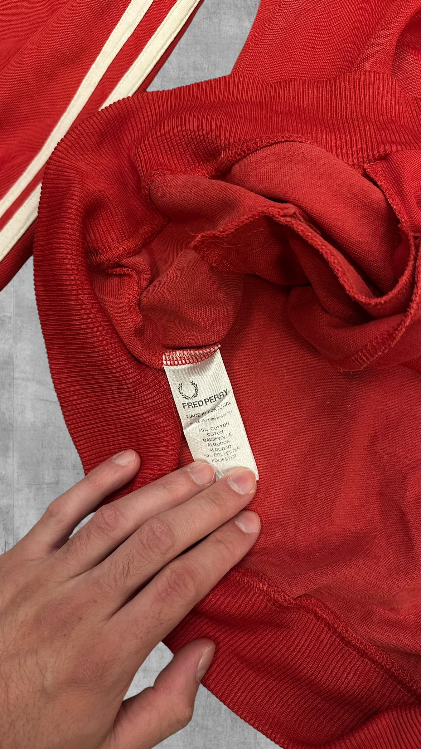 Fred Perry Vintage Trainingsjacke Taped Rot Weiß L