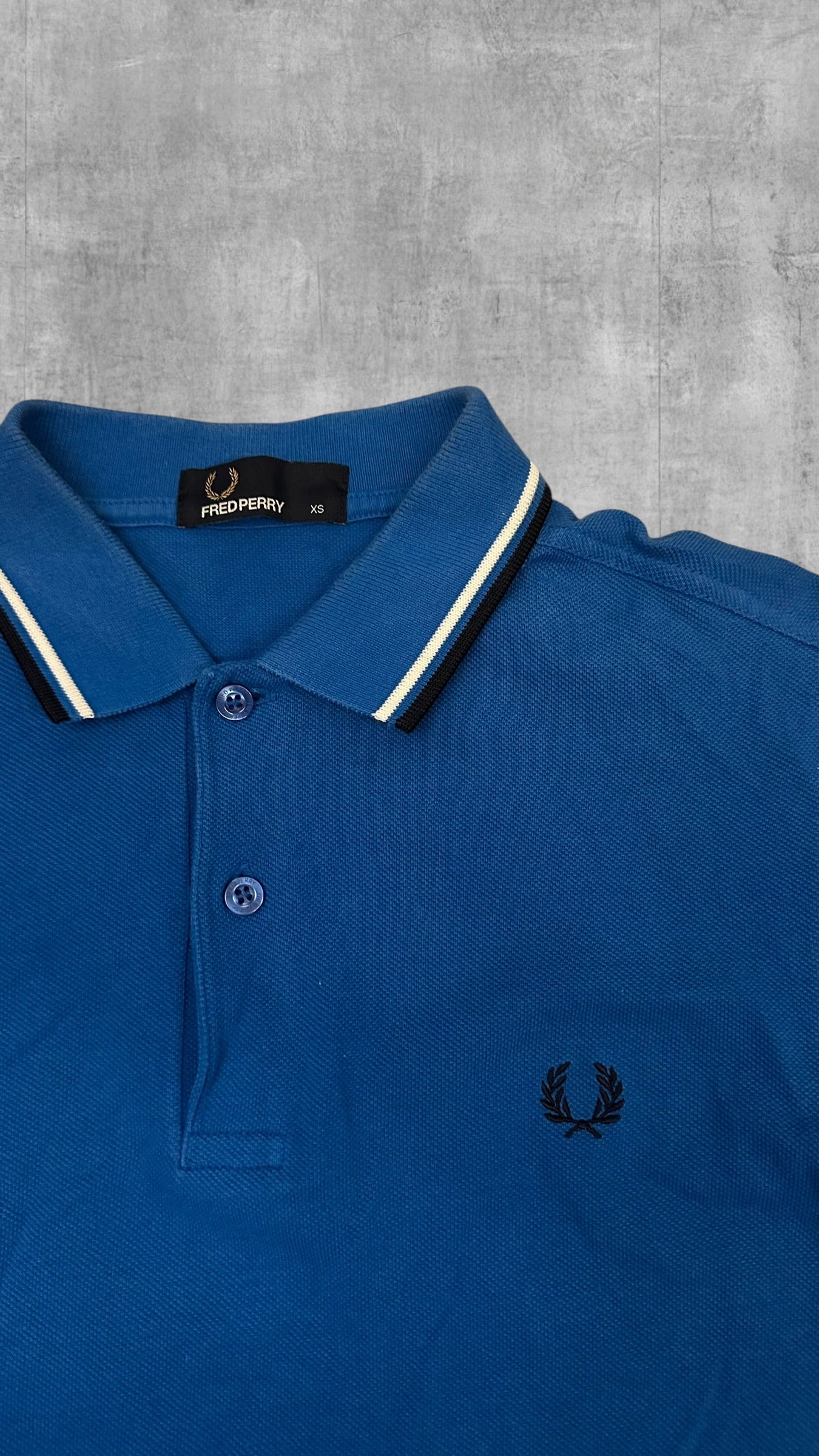 Fred Perry Polo Shirt Blau Schwarz Weiß XS