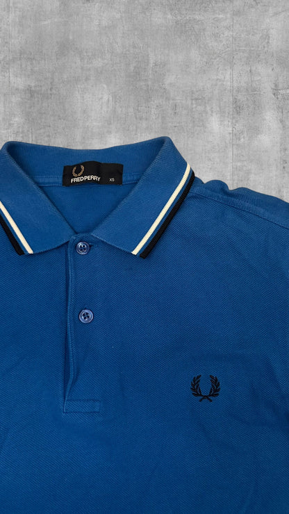 Fred Perry Polo Shirt Blau Schwarz Weiß XS