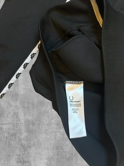 Fred Perry Vintage Trainingsjacke Taped Schwarz Weiß S
