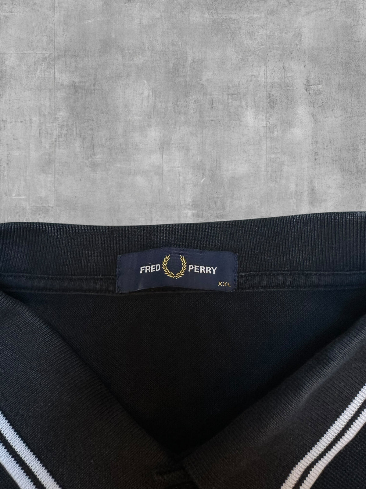 Fred Perry Polo Shirt Black White XXL