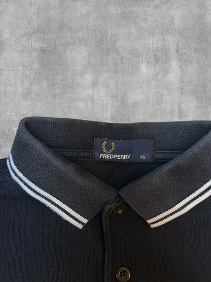 Fred Perry Polo Shirt Schwarz Weiß XS