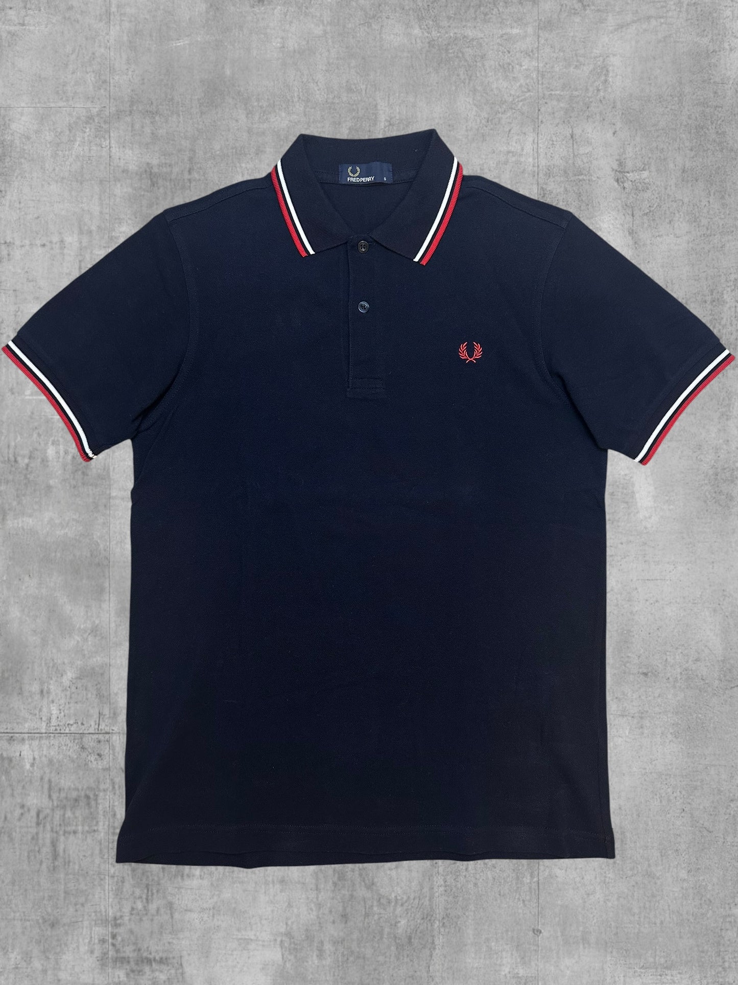 Fred Perry Polo Shirt Schwarz Rot Weiß S