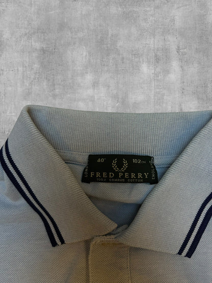 Fred Perry Polo Shirt Türkis Grau Schwarz M