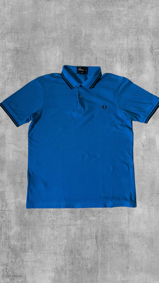 Fred Perry Polo Shirt Blau Schwarz M Slim Fit