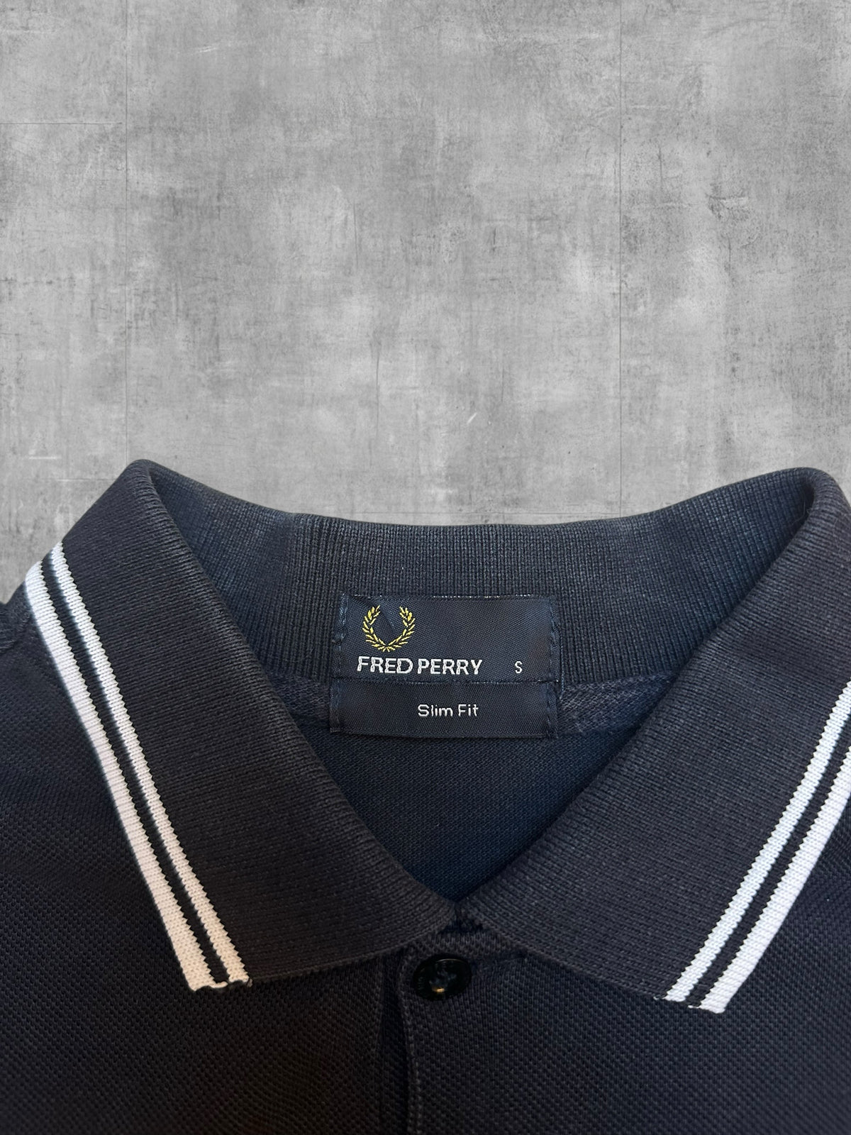 Fred Perry Polo Shirt Schwarz Weiß S Slim Fit