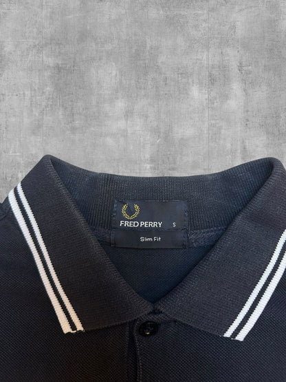 Fred Perry Polo Shirt Schwarz Weiß S Slim Fit
