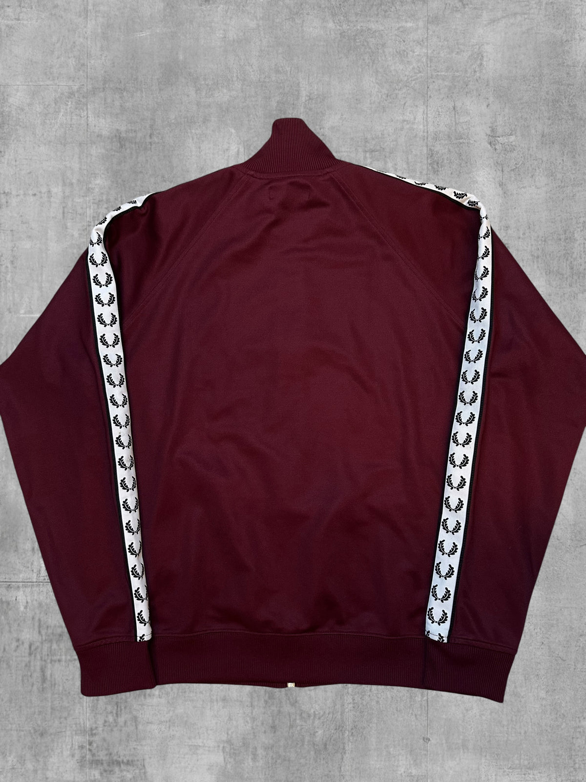 Fred Perry Taped Track Jacket Burgundy White Black L
