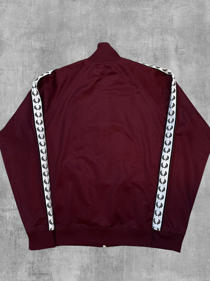 Fred Perry Taped Track Jacket Burgundy White Black L