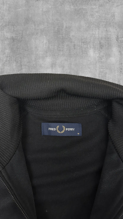 Fred Perry Trainingsjacke Taped Zip Jacke Schwarz Weiß M