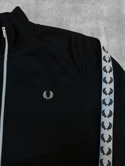 Fred Perry Trainingsjacke Taped Schwarz Weiß XL