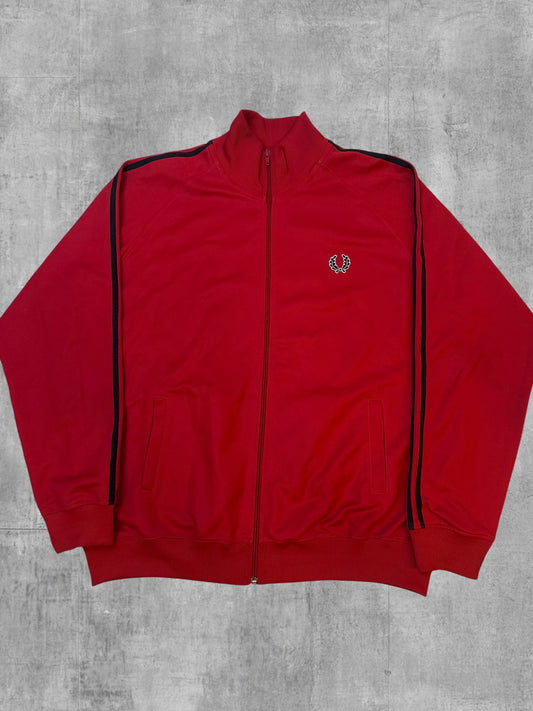 Fred Perry Vintage Trainingsjacke Taped Rot Schwarz XL