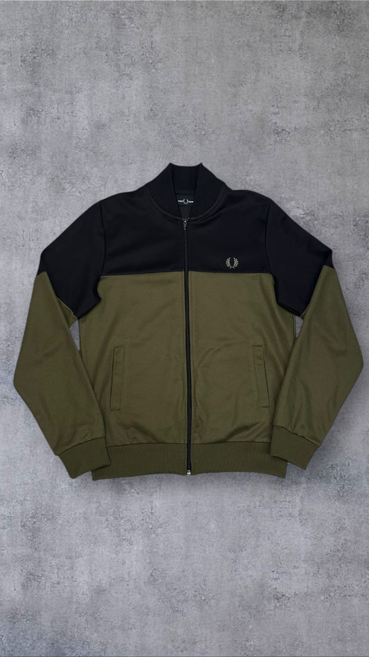 Fred Perry Trainingsjacke Taped Zip Jacke Khaki Schwarz S