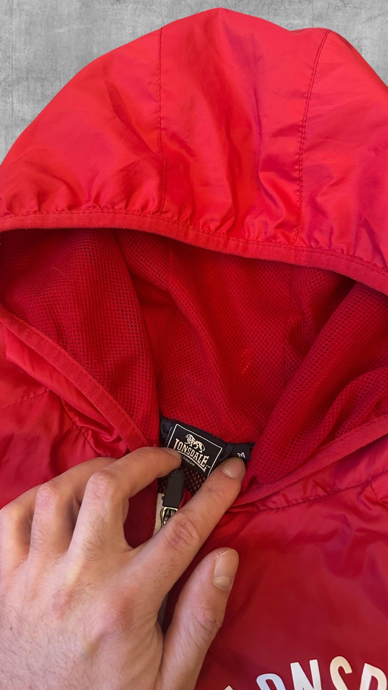 Lonsdale London Windbreaker Regenjacke Navy Blau Rot Weiß M