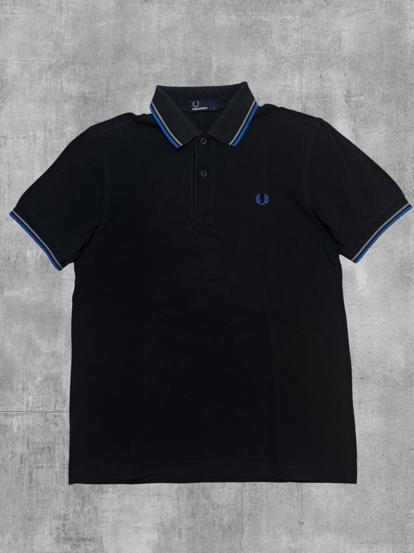Fred Perry Polo Shirt Schwarz Blau Grau S