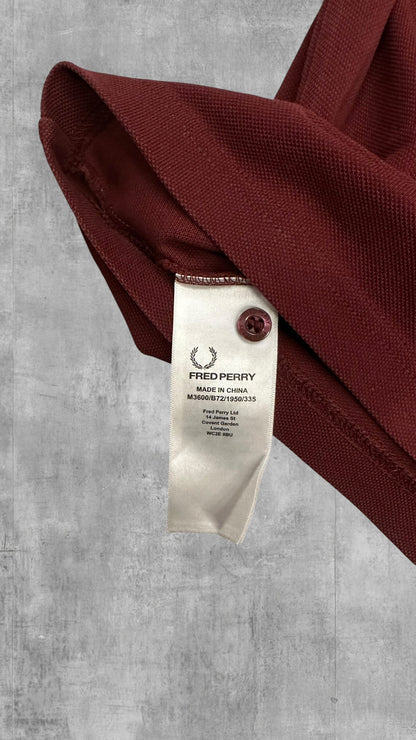Fred Perry Polo Shirt Weinrot Weiß L