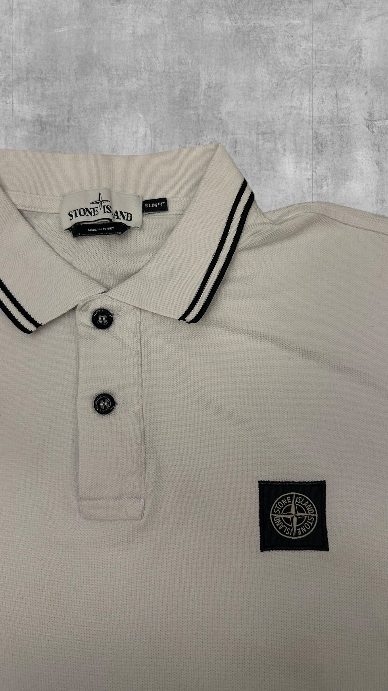 Stone Island Polo Shirt Weiß Schwarz L