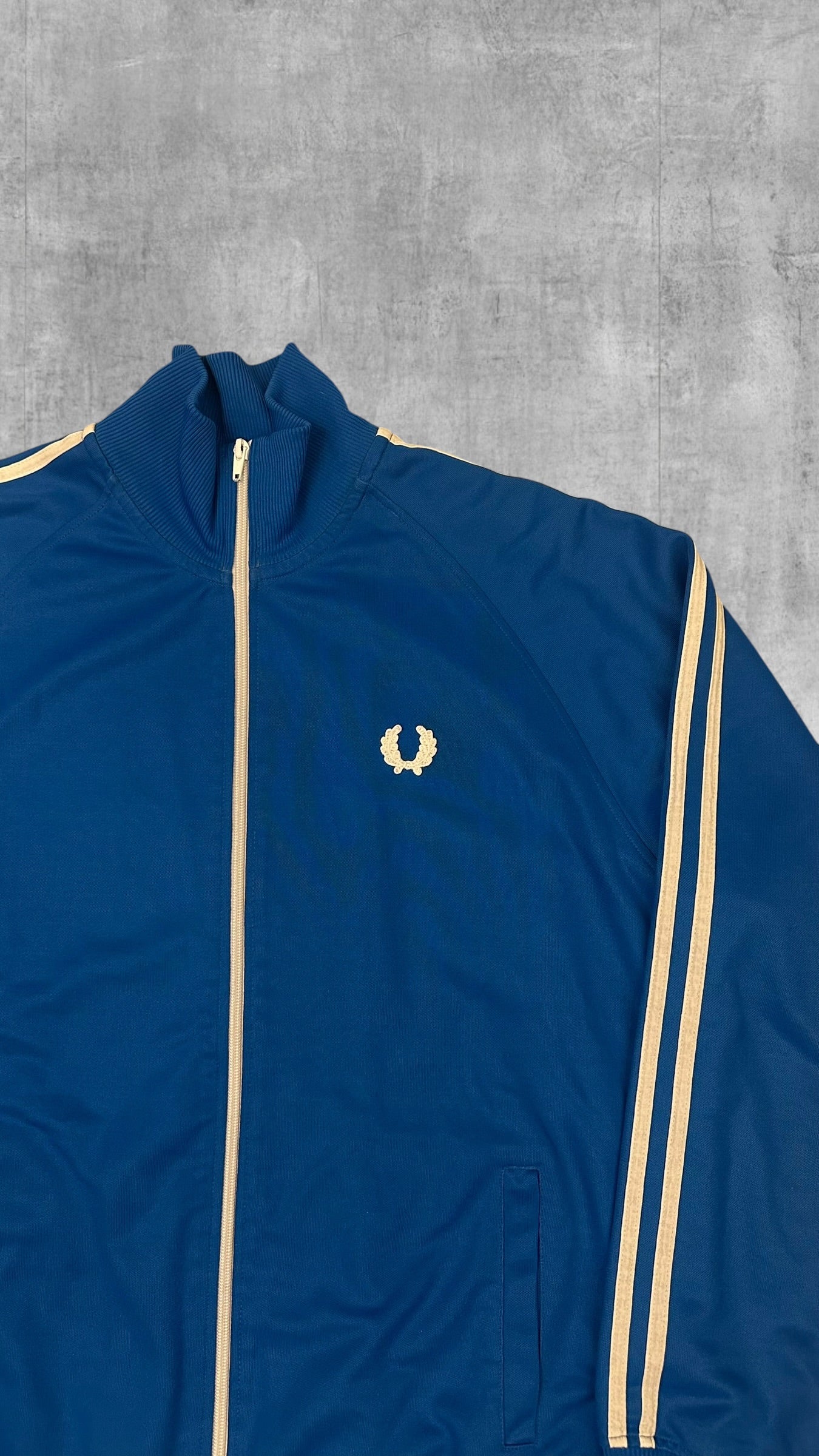 Fred Perry Vintage Trainingsjacke Taped Blau Weiß L