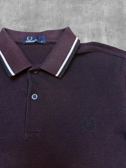 Fred Perry Polo Shirt Weinrot Schwarz Weiß M