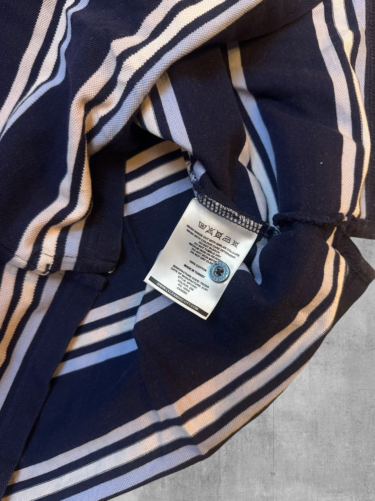 Lyle & Scott Polo Shirt Navy Blau Gestreift M