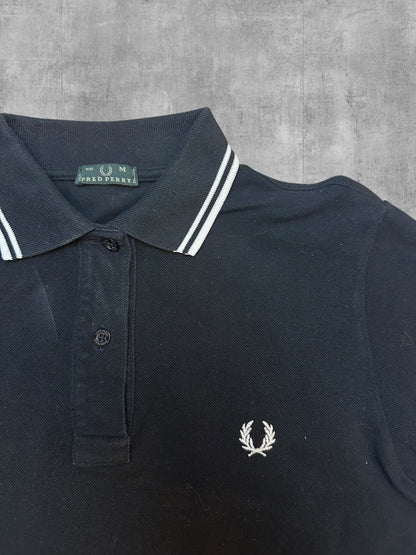 Fred Perry Polo Kleid Schwarz Weiß Frauengröße M