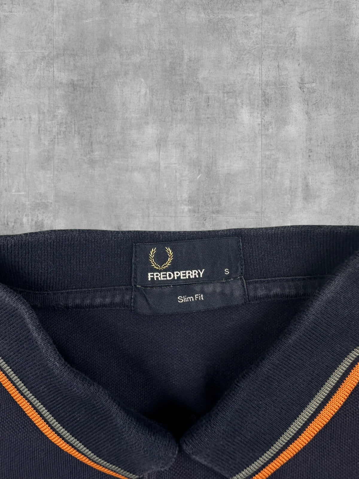 Fred Perry Polo Shirt Navy Blau Orange S Slim Fit