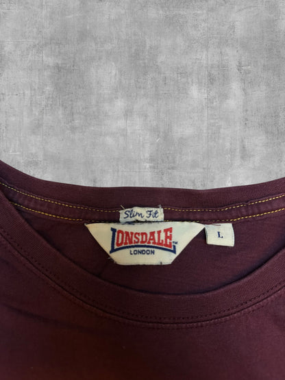 Lonsdale London T-Shirt Weinrot Weiß L