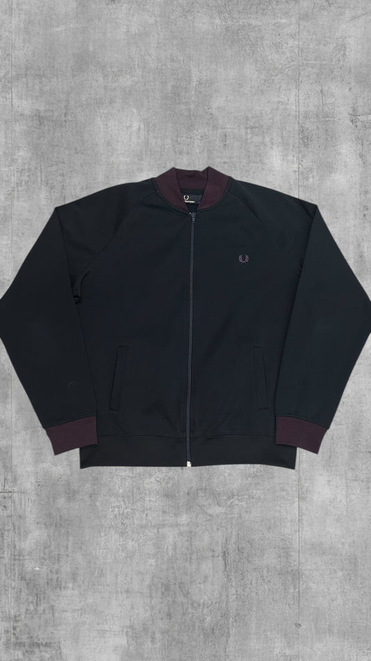 Fred Perry Trainingsjacke Zip Jacke Schwarz Weinrot L
