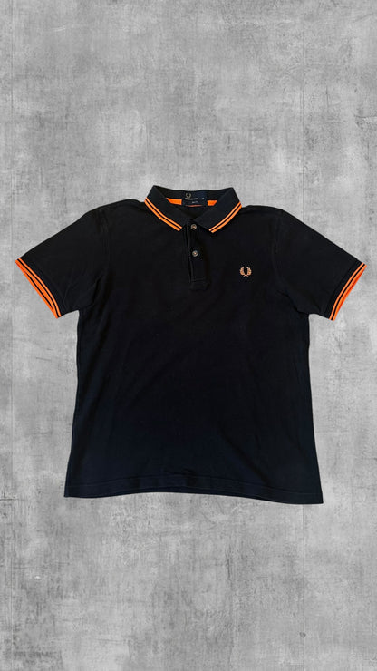 Fred Perry Polo Shirt Schwarz Orange M Slim Fit