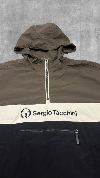 Sergio Tacchini Half Zip Windbreaker Schwarz Grau Weiß S